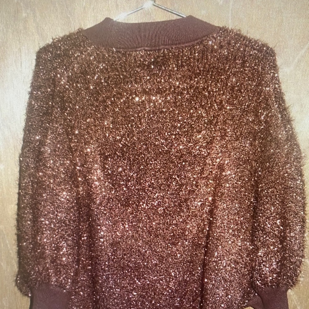 Metallic Brown Textured Women's Sweater